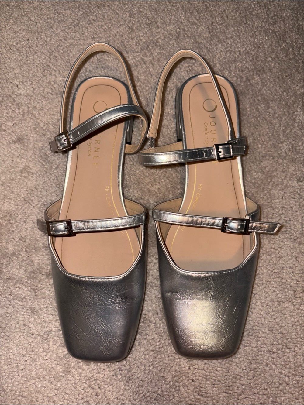 Journee Collection Metallic Silver Square-Toe Slingback Mules